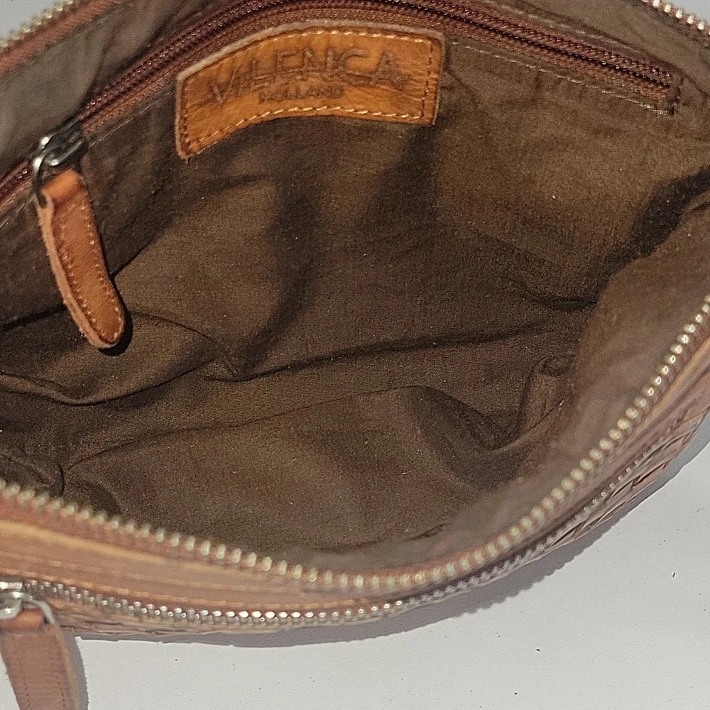Vilenca Holland for Anthropologie Woven Leather Crossbody Bag in Tan